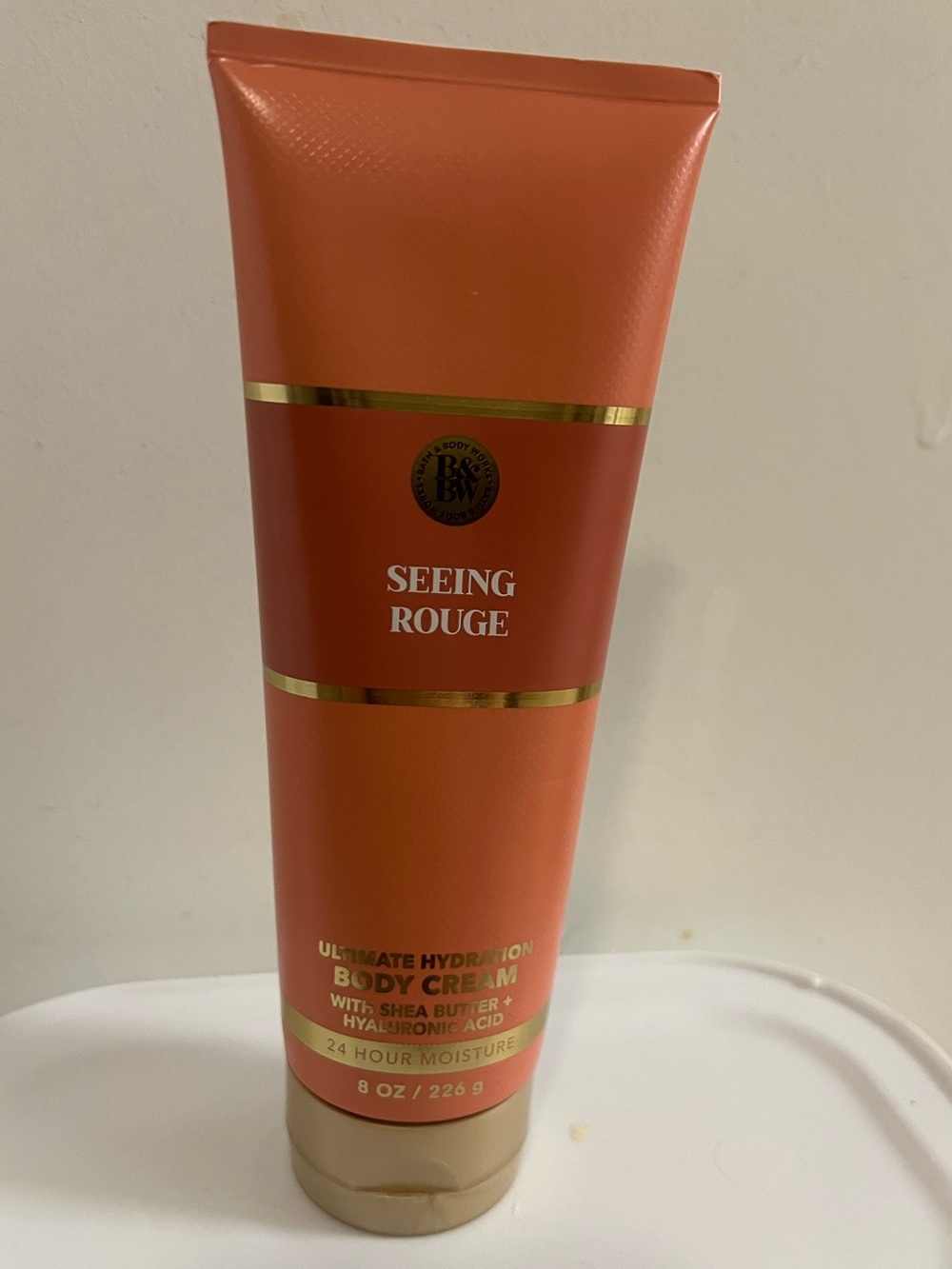 Bath & Body Works Seeing Rouge Body Cream - coral orange with gold accents - NEW
